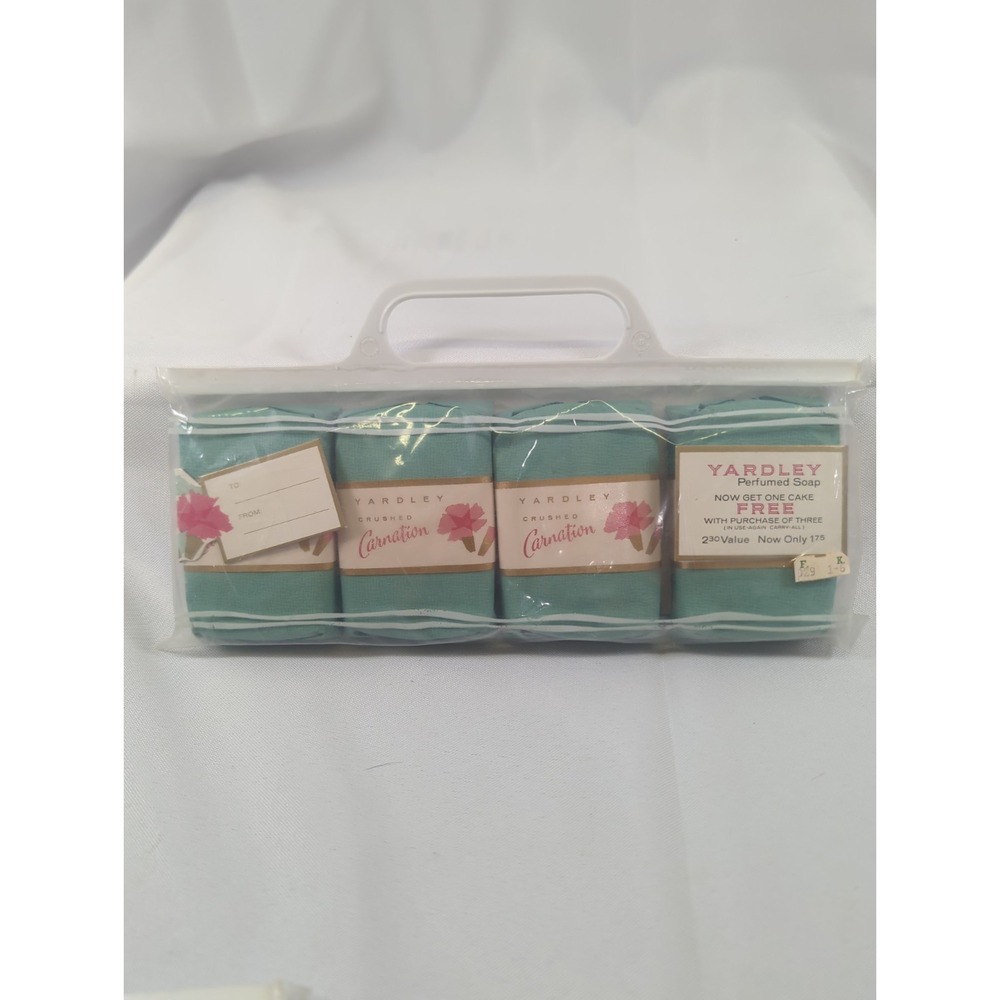 Vintage Yardley Crushed Carnation Soap 3 oz MCM Mint 4 Bars in Pkg